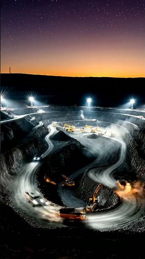 24/7 Mining Power: Day to Night Open Pit Time-Lapse! ⛏️☀️🌙
