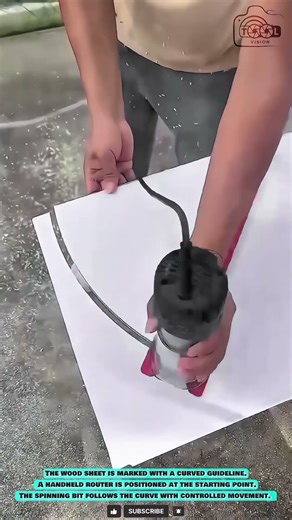 Wood Routing Tool: Curved Groove Cutting with Handheld Router