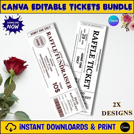 Editable Raffle Ticket Template | Canva Fundraiser Ticket (digital Download) - Etsy