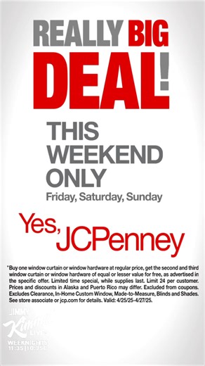 We’ve got a dilemma, the sun is rising earlier every day. Blinds? Not enough. Sunglasses? Not inside. Curtains when they’re buy 1, get 2 free from April 25–27? Problem solved. Jimmy Kimmel Live! airs weeknights 11:35|10:35pm CT on ABC Shop the sale here 👉 https://jcp.is/4cACS56 | JCPenney