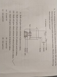 1. In an attempt to demonstrate the conduction of electricity, ... | Filo