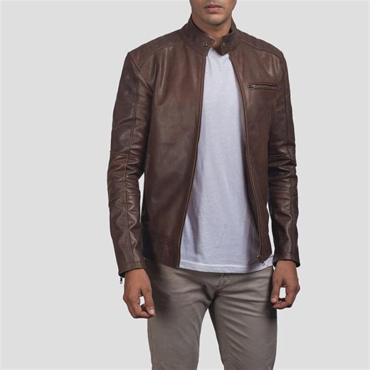 Men’s Brown Leather Biker Jacket – Handmade Vintage Motorcycle Jacket - Etsy