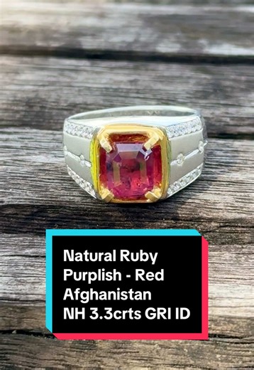 Natural Purplish-Red Ruby from Afghanistan with Silver Ring