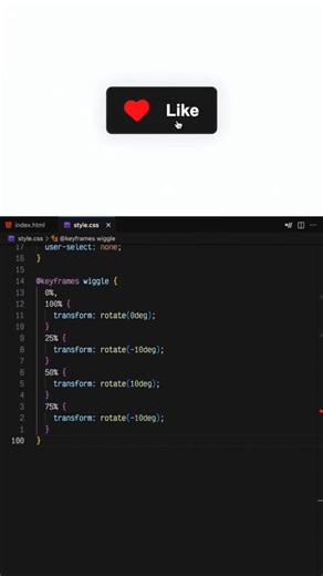 Toggle Like Button Using HTML & CSS 🔥#shorts #animation #programming #webdesign #coding #css