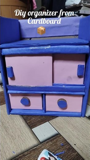 Diy cute organizer from cardboard box♻️ 📦 #diy #viral