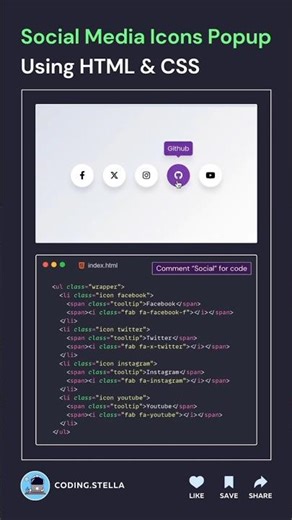social media icons popup using #html #and #css or #js #webdevelopment #viralvideo