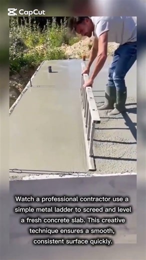 Leveling Concrete with a Ladder