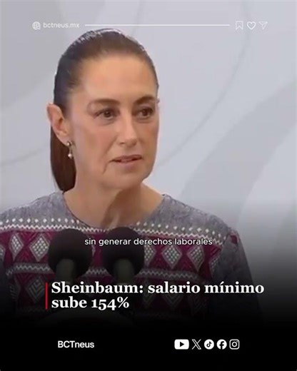 Sheinbaum: minimum wage rises 154%