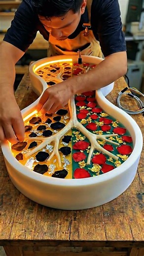Recycling a Tree Branch and Turning it in to a luxury Twin Color Epoxy Table Worth $5000| viral |