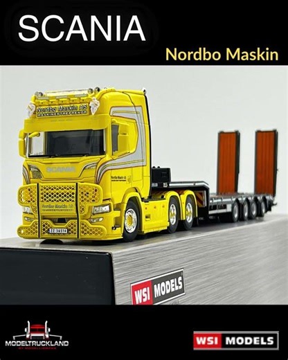 Scania R highline CR20H 6×4 semi low loader with ramps Nordbo Maskin WSI Truck Models #scania #wsi