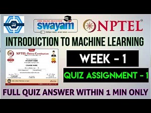 Introduction To Machine Learning - Week 1 Answers Solution 2023 | NPTEL | SWAYAM