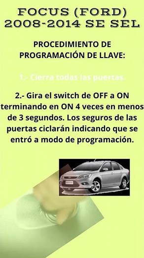 11# Focus Ford 2008 2014 SE SEL Manual Key Programming