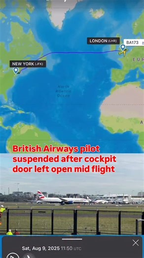 2.4K views · 20 reactions | British Airways captain left the cockpit door open during a Heathrow to New York flight so family onboard could see him at the controls, alarming passengers and crew. #british #britishairways #captain #left #cockpit #door #open #family #watching #suspended #london #newyork #flight #heathrow #jfk #planespotting #aviation #avgeek #fyp #reels #spotlights #viral #video #flightradar24 #app #live | Water.Sounds.Aviation | Facebook