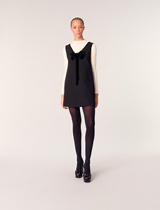 Pinafore mini dress with velvet collar Black / Gray for Women | Maje