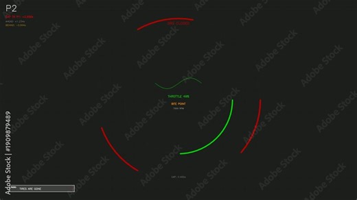 HUD animation shows a sci-fi interface for videographers in a digital environment with interactive elements and data display for visual effects