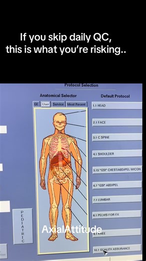 Daily QC = patient safety, image quality, and tech protection. Skip it and everything after the scan is on you. #CTTech #RadiologyLife #HealthcareWorkers #PatientSafety #MedicalImaging