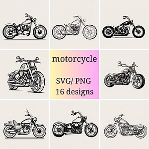 Motorcycle Bundle PNG & SVG | Biker Clipart Set | Chopper Vector - Etsy