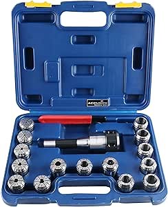 Accusize Industrial Tools R8-OZ25 Collet Set 15 Piece Set, 1/8 to 1 inch, 1 R8 Collet Chuck, 1 Spanner Wrench, 0223-0362