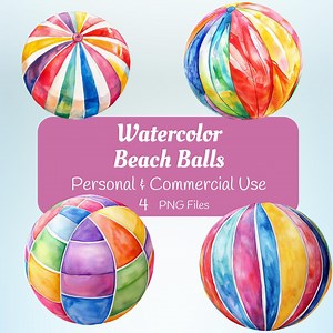 Watercolor Beach Ball PNG, Summer Clipart, Digital Download, Fun Pool Party Graphics, Beach Theme - Etsy UK