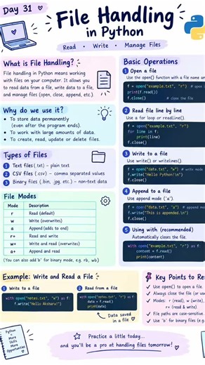 Day 31: Python File Handling — Read, Write & Manage Files 🐍📂
