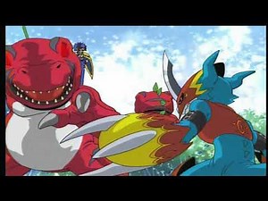 Digimon Season 2 ~ Halsemon Flamedramon & Digmon Vs Tyrannomon Army