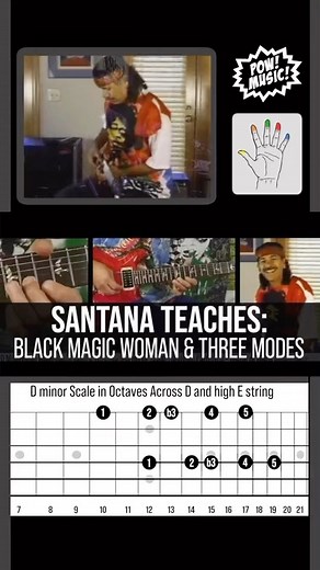 The great @carlossantana teaches how he plays #blackmagicwoman and some of his influences and creative ideas. This is a 1 minute snippet of a 40 minute lesson on Pow Music’s YouTube channel that goes over the entire song with our FretLIVE fretboard animation system. The link is in our bio. . . . #guitarlesson #guitarteacher #powmusic #guitartab #fretboard #guitartabs #guitarlessons #guitarsolo #guitarplayer #guitar #guitaristsofinstagram #guitarrista #guitarlife #guitarporn #guitarra #guitarlick