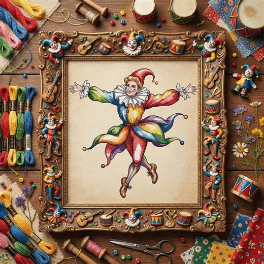 Colorful Jester Cross Stitch Pattern: Playful Carnival Character – Embroidery PDF - Etsy