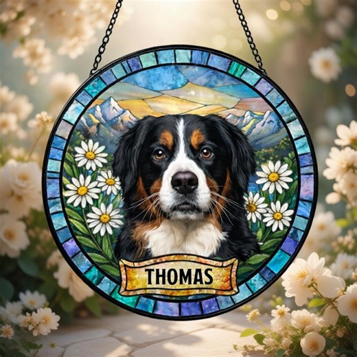 Personalized Dog Portrait Stained Glass Suncatcher, Custom Pet Memorial Gift, Dog Loss Keepsake, Pet Remembrance, Pet Owner Gift - Etsy