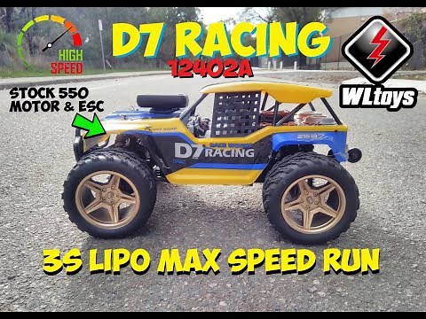 WLTOYS 12402 D7 RACING TRUCK 3S LIPO SPEED RUN - Stock 550 Motor & ESC