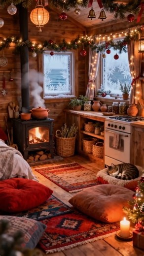 🎄 Cozy New Year Beach House Ambience | Ocean Waves & Warm Lights