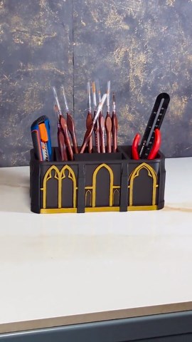 Gothic Desk Caddy | Art Supply Organiser | Cathedral Studio Storage | Dark Academia - Etsy