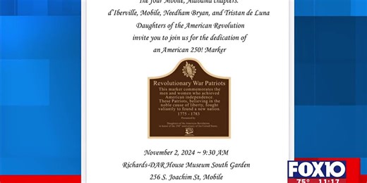 Daughters of American Revolution to unveil 250 year historical marker