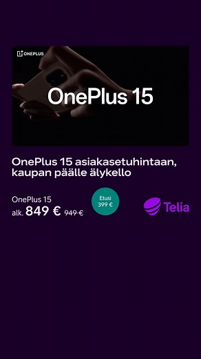 Uusi tehokkaampi, älykkäämpi ja kestävämpi OnePlus 15 on nyt täällä. | Telia Finland