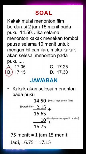 Menghitung Penjumlahan Waktu | Latihan Soal TKA SD #shorts