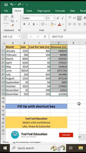 Fill Up in Excel #excel #exceltips #exceltricks