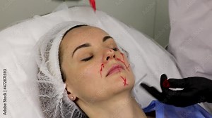 Marking with a marker, for face correction with fillers