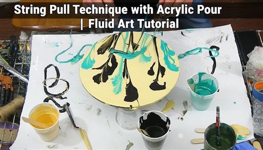 String Pull Technique with Acrylic Pour | Fluid Art Tutorial
