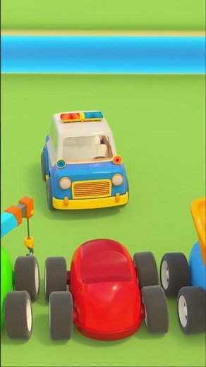 The little cars fixed the bridge, and a police car rewarded them. #cars #cartoons