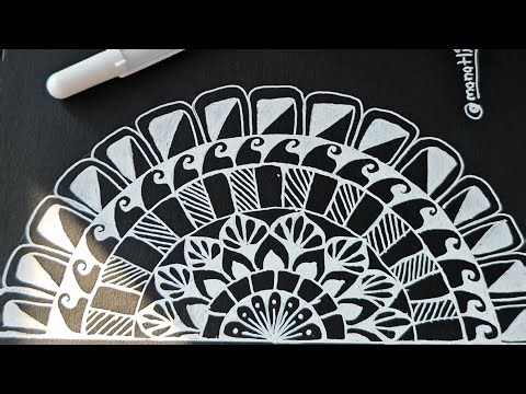 Half Circle Mandala Tutorial in 6 Minutes | Easy & Relaxing Mandala Art