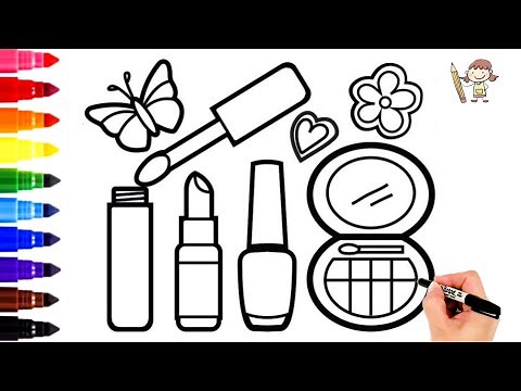 How To Draw Makeup Set | Drawing Beauty Set step by step Easy for kids and toddlers