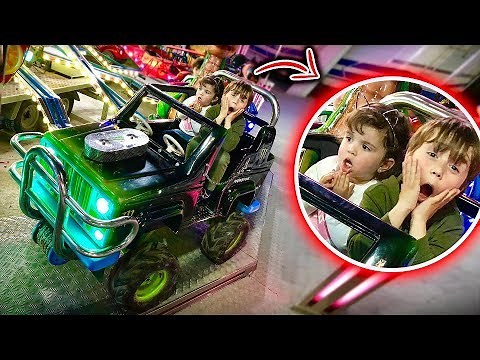MARCOS AND LAURA PRETEND PLAY DRIVING CAR AT THE INDOOR PLAYGROUND FOR KIDS