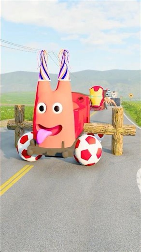 Epic Log Trap vs Thomas Train! Who Survives? 🚂 | BeamNG.Drive #beamngdrive #shorts