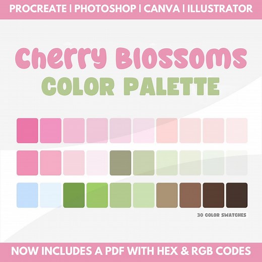 Pink Color Palette With Hex Codes & Rgb Codes, Procreate Swatches, Photoshop Swatches, Illustrator Swatches, Canva, Goodnotes, Cute Colors - Etsy