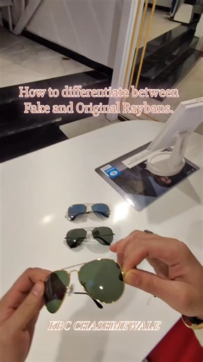Mohit Tekchandani on Instagram: "Spot the Real Ray-Ban Aviator! 😎 Learn how to quickly identify an original Ray-Ban from a fake: • Look for the subtle “RB” engraving on the lens • Check the sturdy, smooth metal frame and perfect alignment of hinges • Inspect the nose pads for “RB” engraving • Original packaging includes a premium case, cleaning cloth, and authenticity card Trust only authentic eyewear to elevate your style. Visit KBC Chashmewale for genuine Ray-Ban Aviators! #RayBanAviators #Or