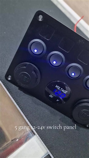 12-24v 5 gang switch panel . includes usb output x2 , cig lighter output, volt meter. 5- 15amp fuses. $600. #switchpanel #truckswitchpanel #voltmeter #5gangpanel #truckswitchpanel
