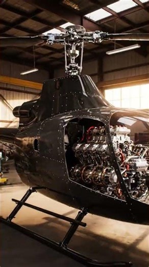 DIY custom built black helicopter project in a garage #shorts #helicopter #travel #car #cars