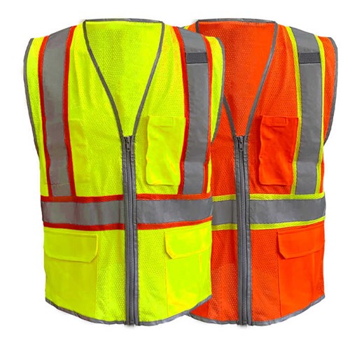 Orange and Yellow Reflective Hi Vis Vests Women Mesh Safety Vest With Logo