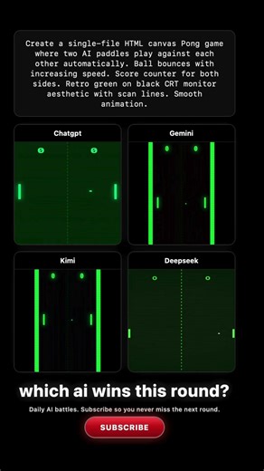 ChatGPT vs Gemini vs Kimi vs DeepSeek: AI Pong Battle #aicoding #geminiai