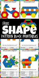 FREE Printable Shape Pattern Block Templates Math Activity https://www.123homeschool4me.com/free-shape-pattern-worksheets_32/ | 123 Homeschool 4 Me | Facebook