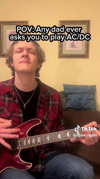 Dad Learning ACDC on Guitar